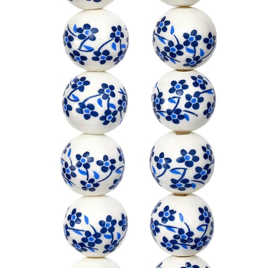 White & Sapphire Ceramic Round Beads, 12mm by Bead Landing™